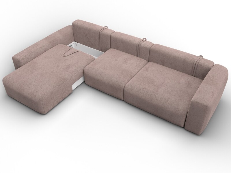 Диван угловой Лига-066 НПБ Лонг угол левый, Велюр, TOWER 05 бежевый