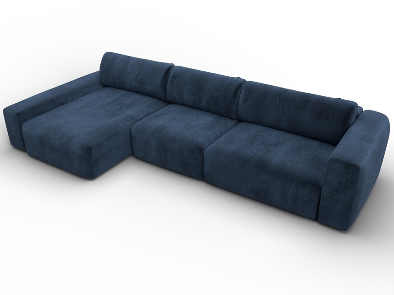 Диван угловой Лига-066 НПБ Лонг угол левый, Велюр, TOWER 13 синий