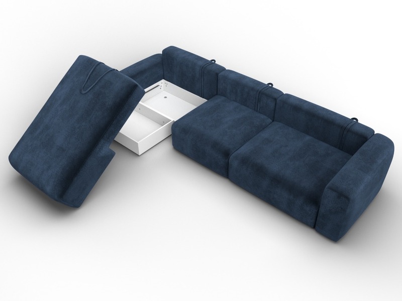 Диван угловой Лига-066 НПБ Лонг угол левый, Велюр, TOWER 13 синий