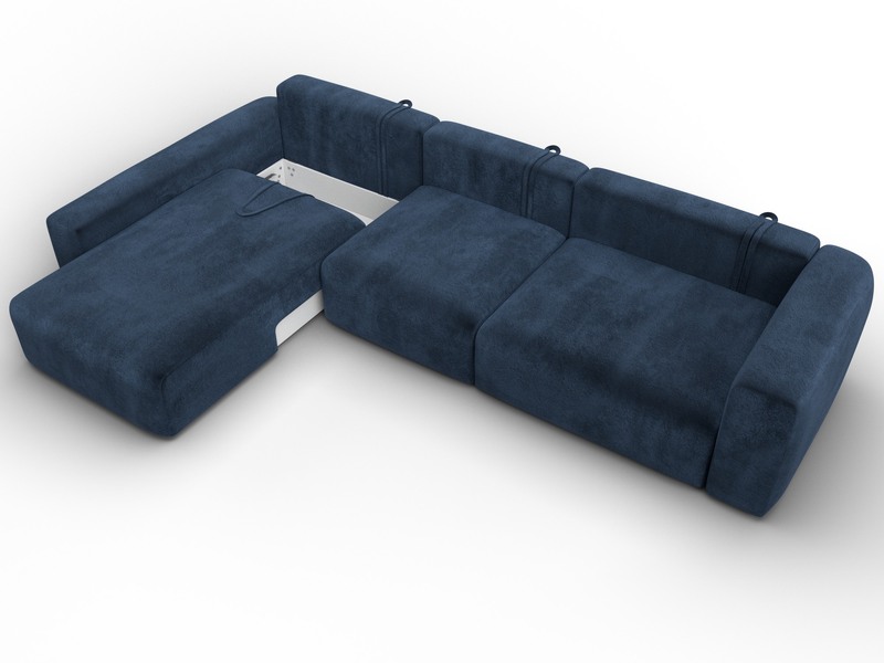 Диван угловой Лига-066 НПБ Лонг угол левый, Велюр, TOWER 13 синий