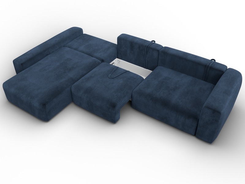 Диван угловой Лига-066 НПБ Лонг угол левый, Велюр, TOWER 13 синий