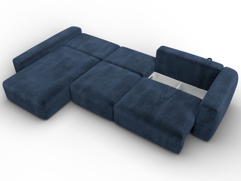 Диван угловой Лига-066 НПБ Лонг угол левый, Велюр, TOWER 13 синий