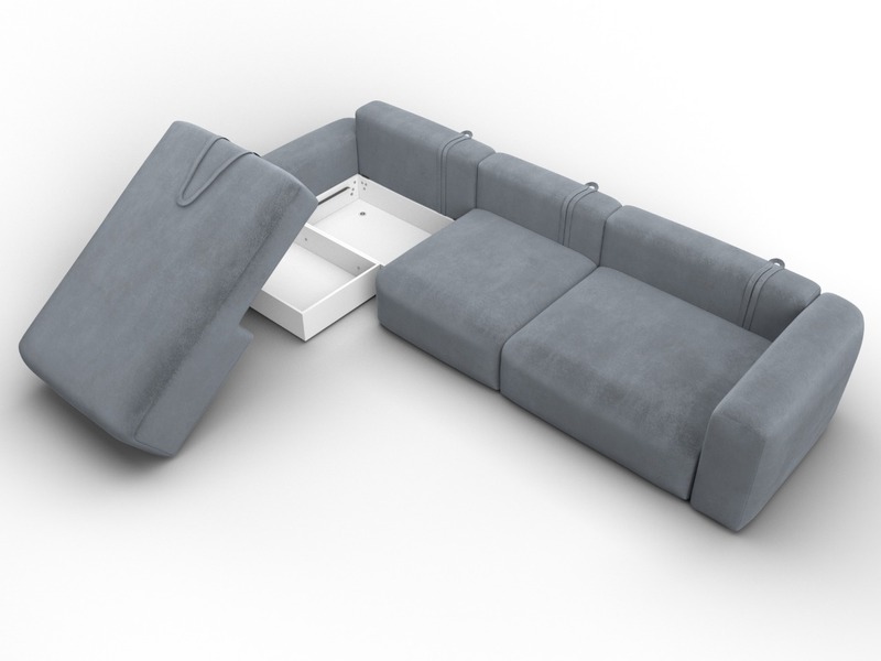 Диван угловой Лига-066 НПБ Лонг угол левый, Велюр, TOWER 10 серый