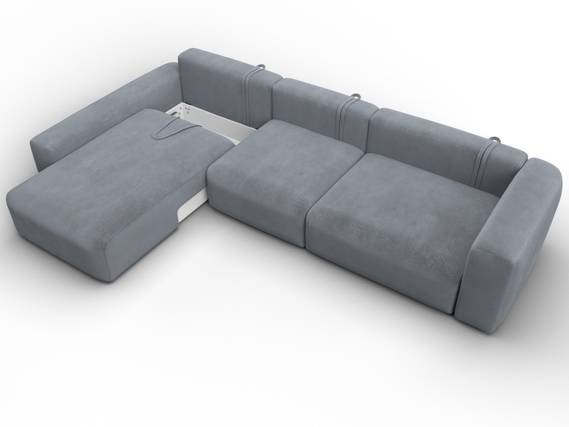 Диван угловой Лига-066 НПБ Лонг угол левый, Велюр, TOWER 10 серый