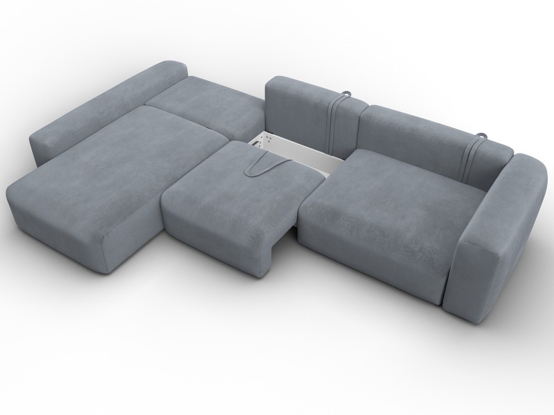 Диван угловой Лига-066 НПБ Лонг угол левый, Велюр, TOWER 10 серый