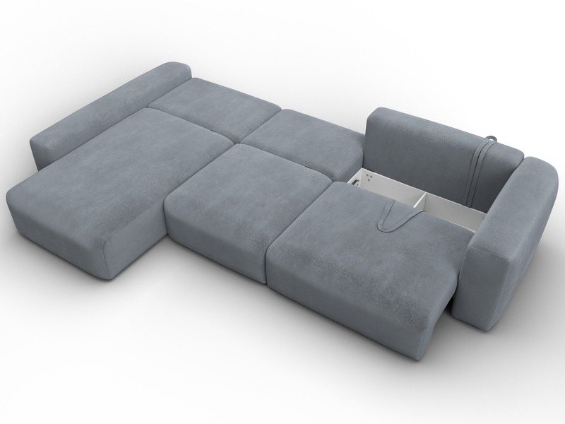 Диван угловой Лига-066 НПБ Лонг угол левый, Велюр, TOWER 10 серый