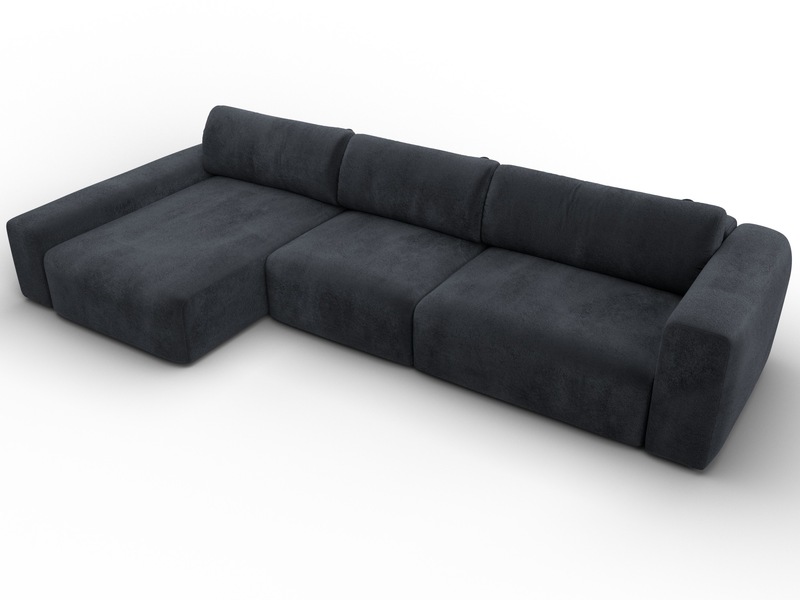 Диван угловой Лига-066 НПБ Лонг угол левый, Велюр, TOWER 11 темно-серый