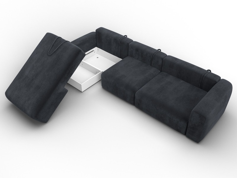 Диван угловой Лига-066 НПБ Лонг угол левый, Велюр, TOWER 11 темно-серый