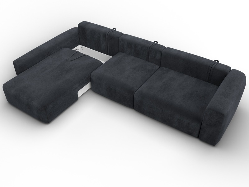 Диван угловой Лига-066 НПБ Лонг угол левый, Велюр, TOWER 11 темно-серый