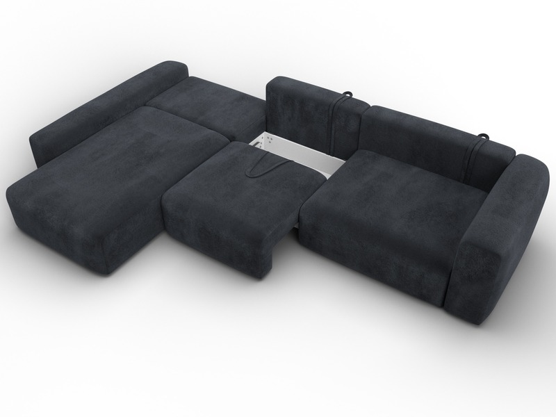 Диван угловой Лига-066 НПБ Лонг угол левый, Велюр, TOWER 11 темно-серый