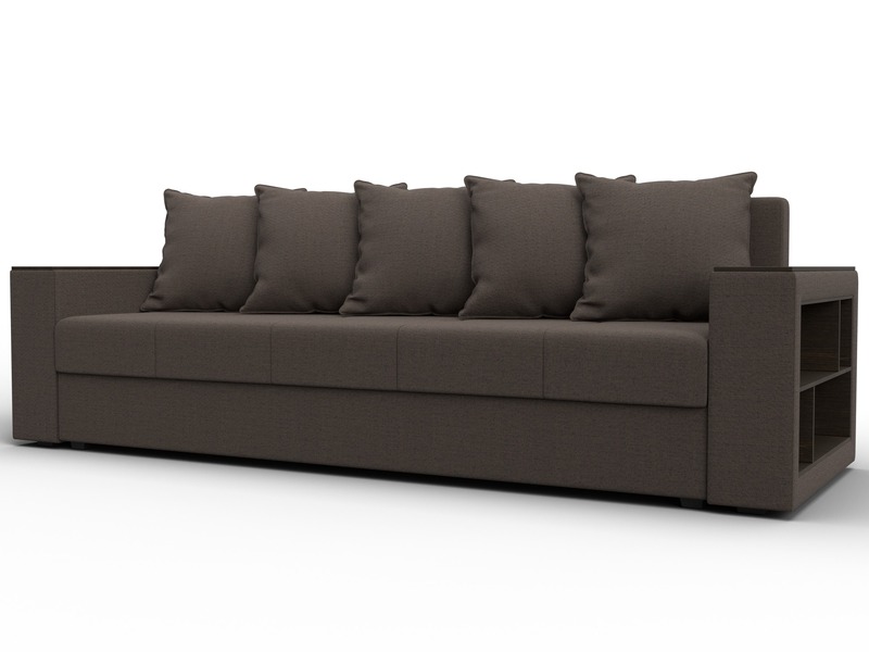 Диван прямой Дубай Лайт, Рогожка, Амур 05 коричневый