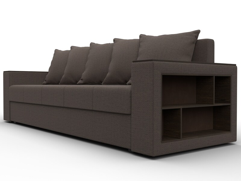 Диван прямой Дубай Лайт, Рогожка, Амур 05 коричневый