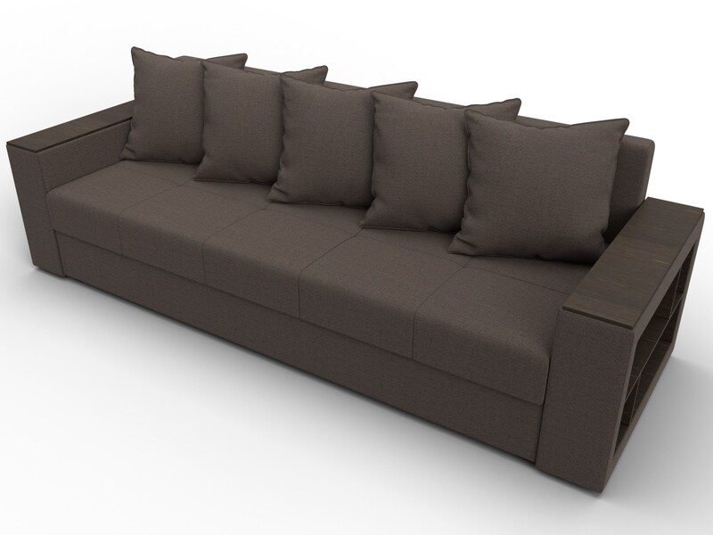 Диван прямой Дубай Лайт, Рогожка, Амур 05 коричневый