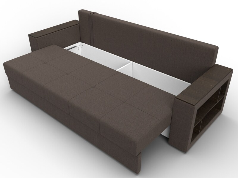 Диван прямой Дубай Лайт, Рогожка, Амур 05 коричневый