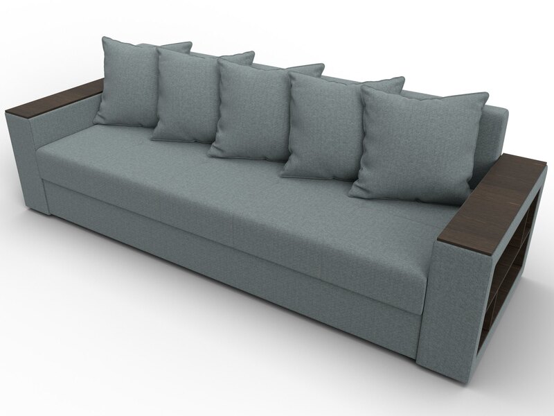 Диван прямой Дубай Лайт, Рогожка, Амур 07 серый