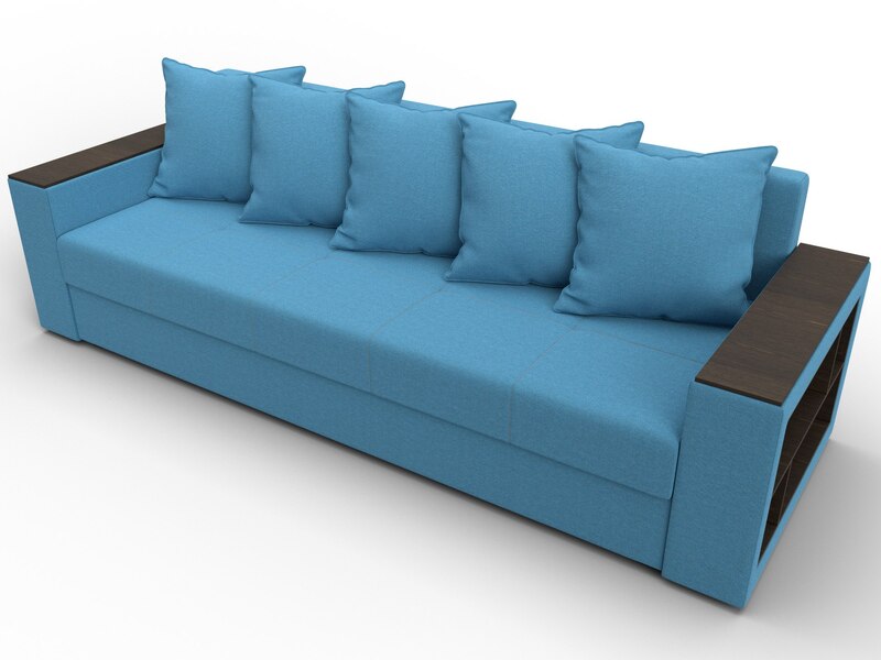 Диван прямой Дубай Лайт, Рогожка, Амур 10 голубой