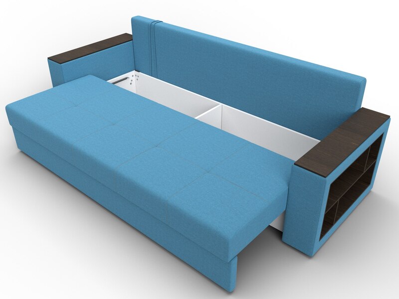 Диван прямой Дубай Лайт, Рогожка, Амур 10 голубой