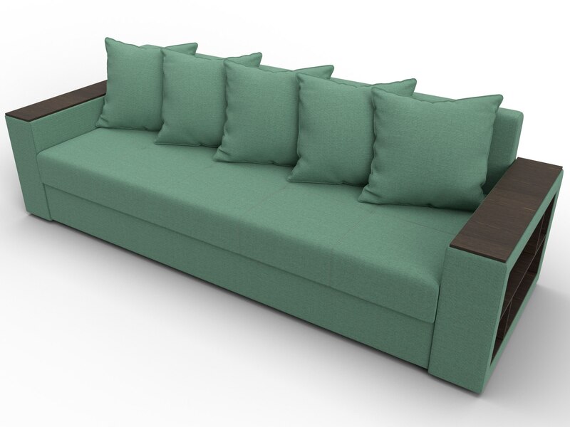 Диван прямой Дубай Лайт, Рогожка, Амур 11 зеленый