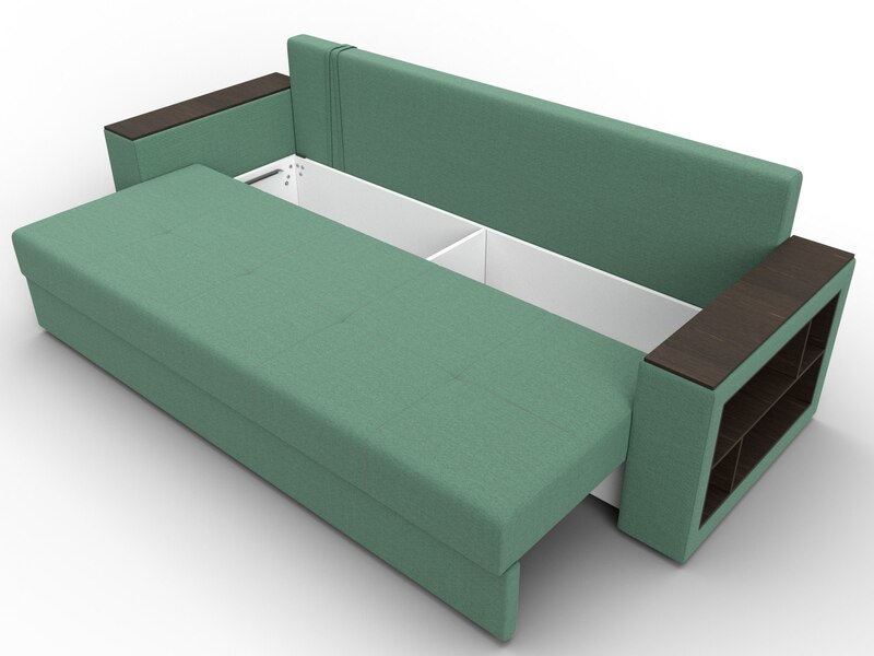 Диван прямой Дубай Лайт, Рогожка, Амур 11 зеленый