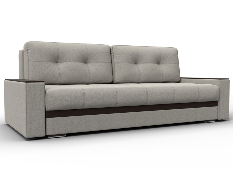 Диван прямой с декором Лига-096 НПБ, Рогожка;Экокожа, Амур 02 Бежевый;Коричневый