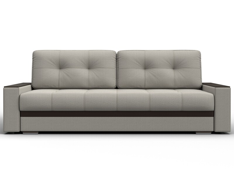 Диван прямой с декором Лига-096 НПБ, Рогожка;Экокожа, Амур 02 Бежевый;Коричневый