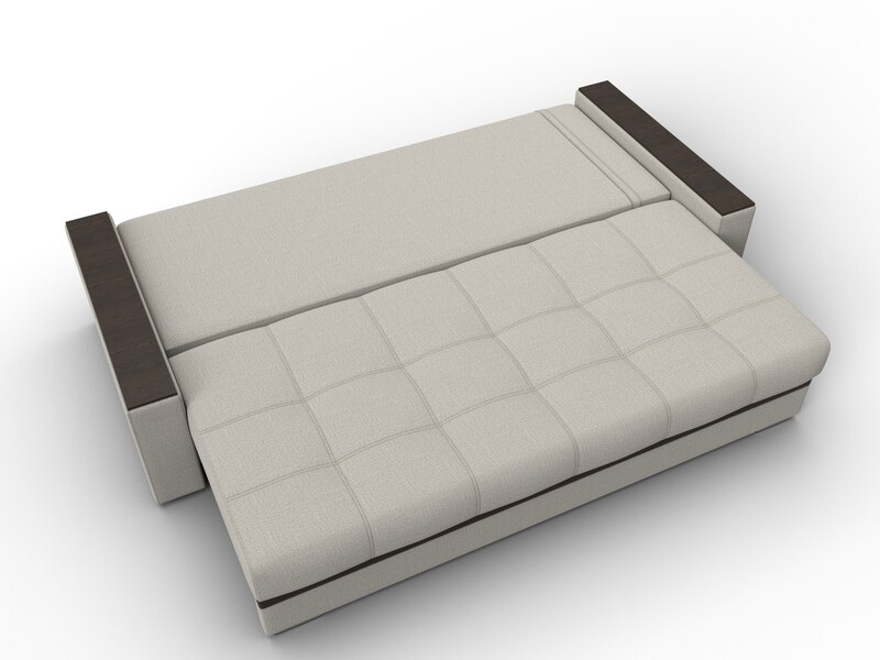 Диван прямой с декором Лига-096 НПБ, Рогожка;Экокожа, Амур 02 Бежевый;Коричневый