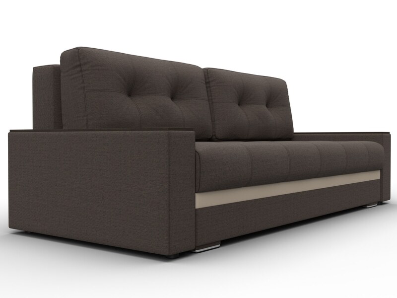 Диван прямой с декором Лига-096 НПБ, Рогожка;Экокожа, Амур 05 коричневый;бежевый