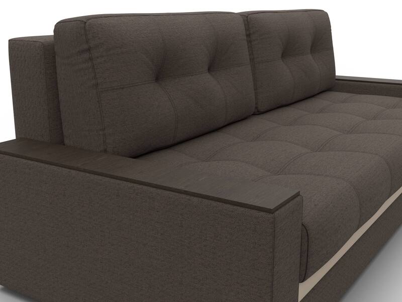 Диван прямой с декором Лига-096 НПБ, Рогожка;Экокожа, Амур 05 коричневый;бежевый