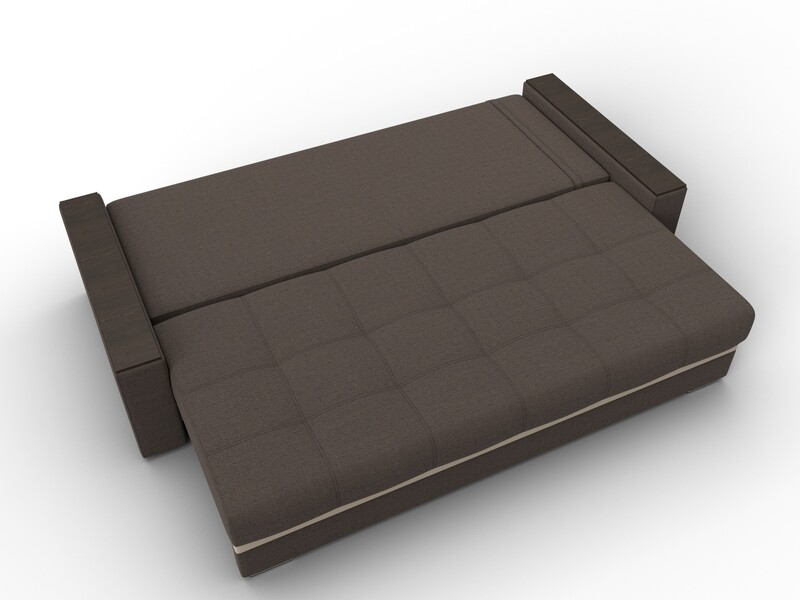 Диван прямой с декором Лига-096 НПБ, Рогожка;Экокожа, Амур 05 коричневый;бежевый