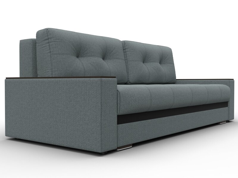 Диван прямой с декором Лига-096 НПБ, Рогожка;Экокожа, Амур 07 серый;черный