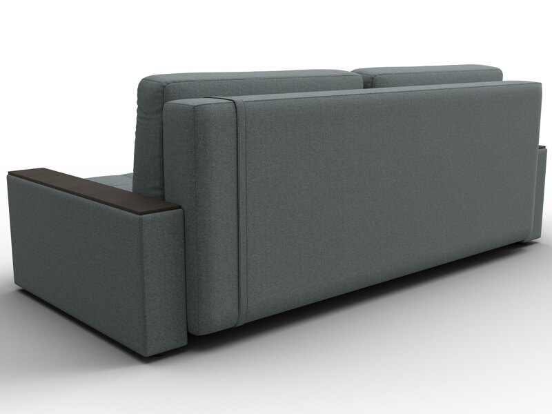 Диван прямой с декором Лига-096 НПБ, Рогожка;Экокожа, Амур 07 серый;черный