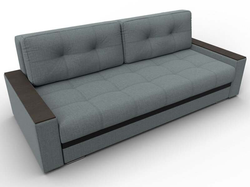 Диван прямой с декором Лига-096 НПБ, Рогожка;Экокожа, Амур 07 серый;черный