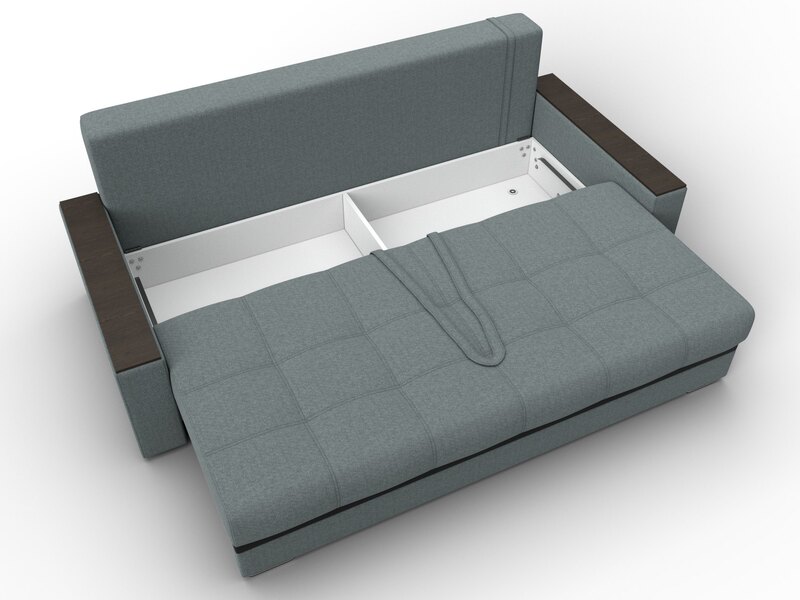 Диван прямой с декором Лига-096 НПБ, Рогожка;Экокожа, Амур 07 серый;черный