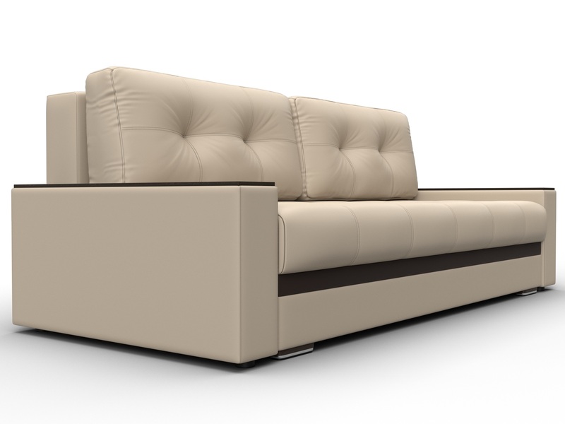 Диван прямой с декором Лига-096 НПБ, Экокожа, Бежевый;Коричневый