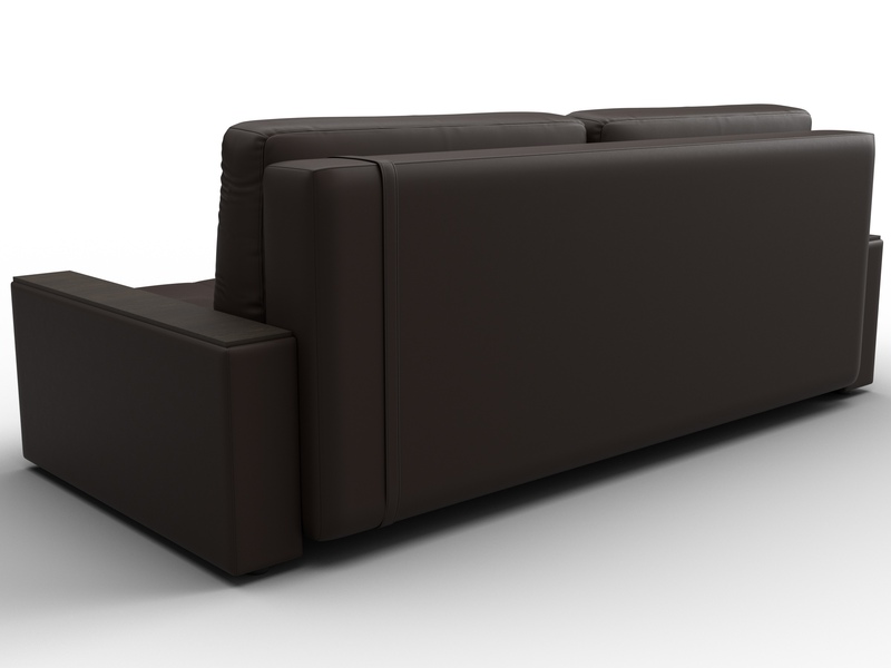 Диван прямой с декором Лига-096 НПБ, Экокожа, Коричневый;Бежевый