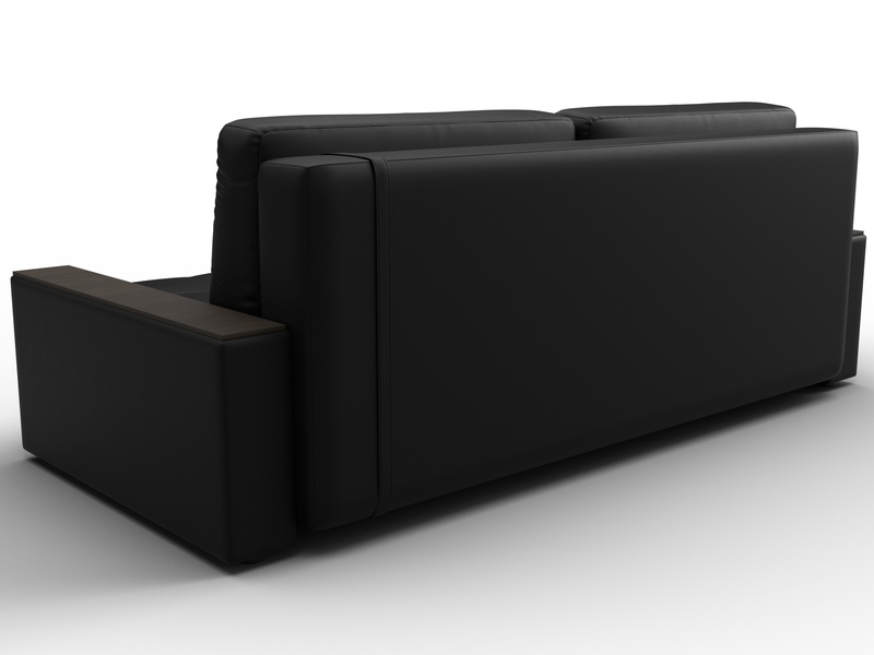 Диван прямой с декором Лига-096 НПБ, Экокожа, Черный;Белый