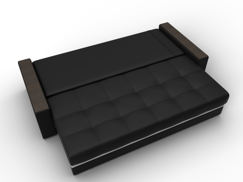 Диван прямой с декором Лига-096 НПБ, Экокожа, Черный;Белый