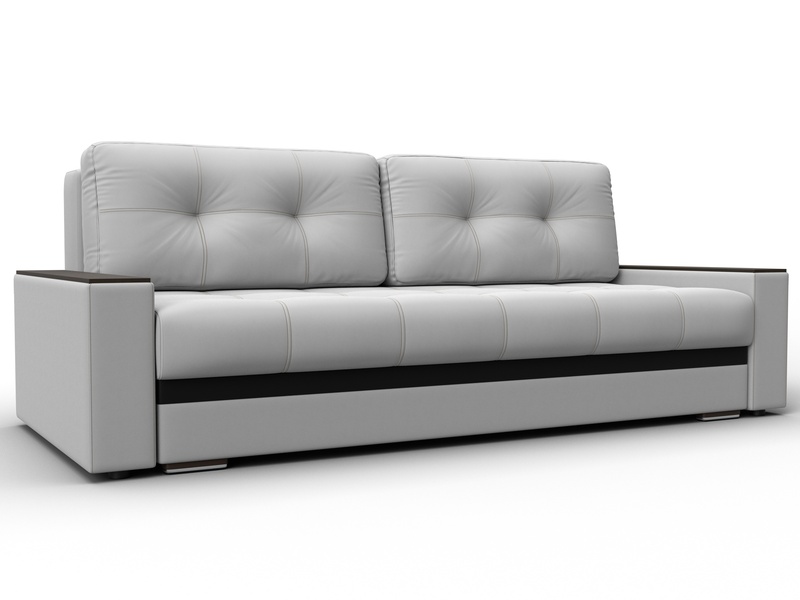 Диван прямой с декором Лига-096 НПБ, Экокожа, Белый;Черный