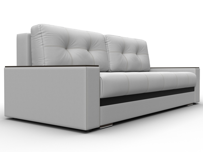 Диван прямой с декором Лига-096 НПБ, Экокожа, Белый;Черный