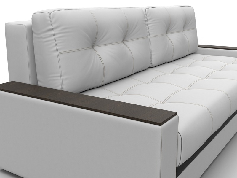 Диван прямой с декором Лига-096 НПБ, Экокожа, Белый;Черный