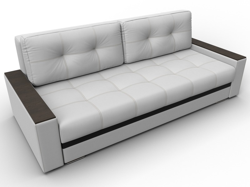 Диван прямой с декором Лига-096 НПБ, Экокожа, Белый;Черный