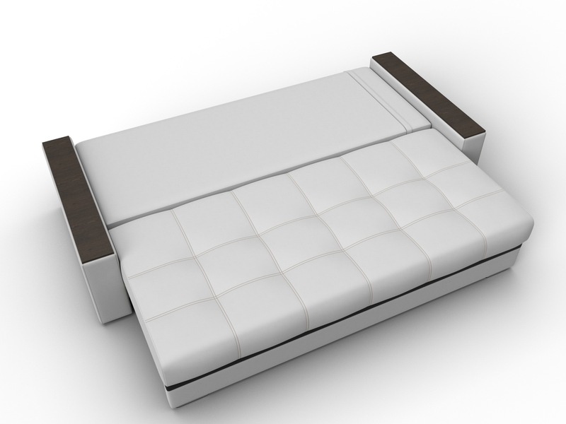 Диван прямой с декором Лига-096 НПБ, Экокожа, Белый;Черный