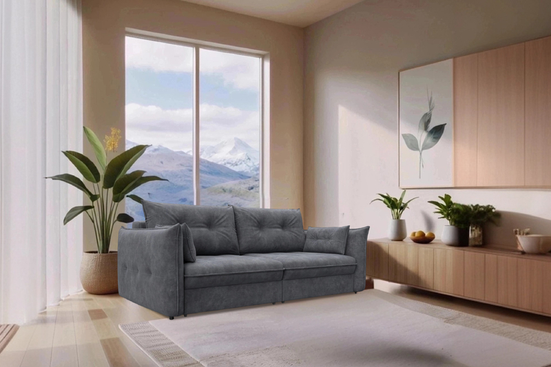 Диван прямой Лига-100 НПБ, Велюр, BRUT 16 темно-серый