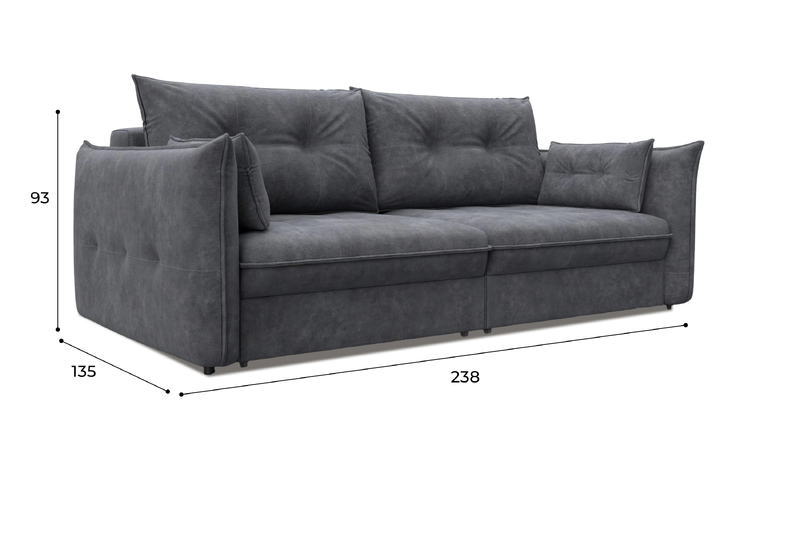 Диван прямой Лига-100 НПБ, Велюр, BRUT 16 темно-серый