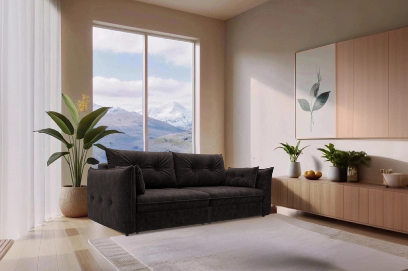 Диван прямой Лига-100 НПБ, Велюр, BRUT 17 коричневый