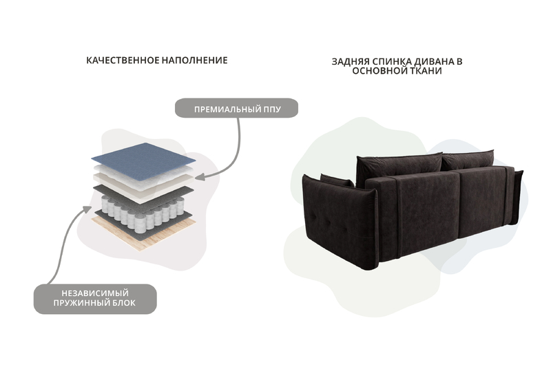 Диван прямой Лига-100 НПБ, Велюр, BRUT 17 коричневый