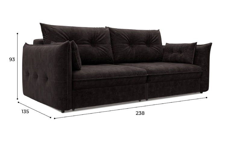 Диван прямой Лига-100 НПБ, Велюр, BRUT 17 коричневый