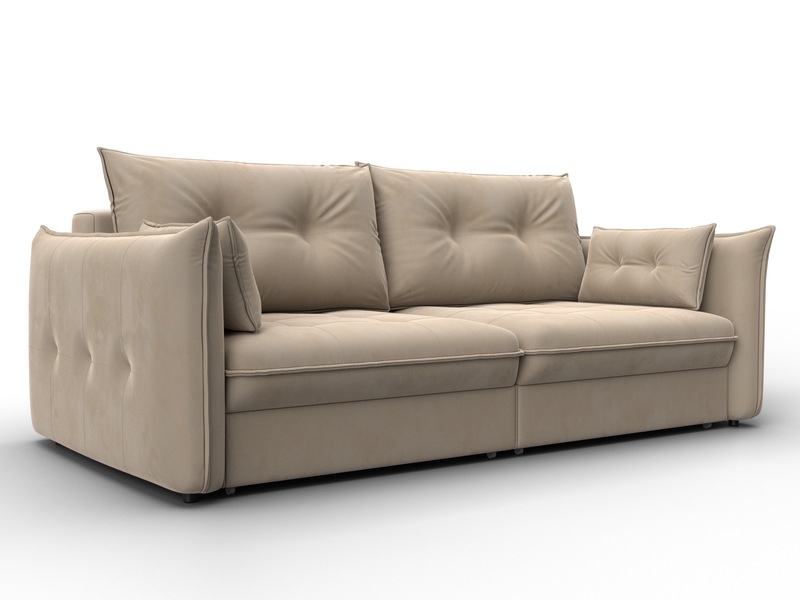 Диван прямой Лига-100 НПБ, Велюр, SEVEN 729 бежевый