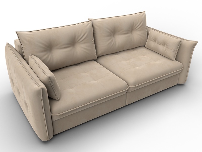 Диван прямой Лига-100 НПБ, Велюр, SEVEN 729 бежевый