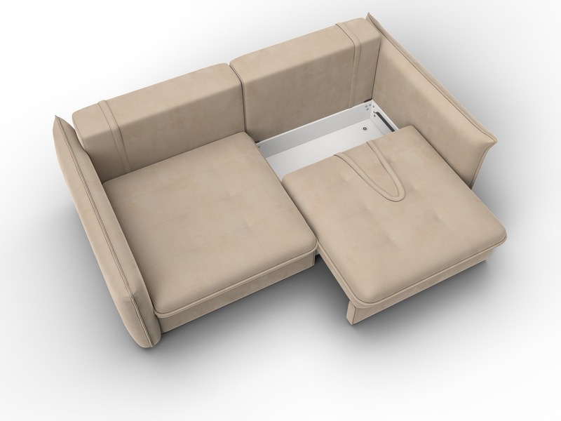 Диван прямой Лига-100 НПБ, Велюр, SEVEN 729 бежевый